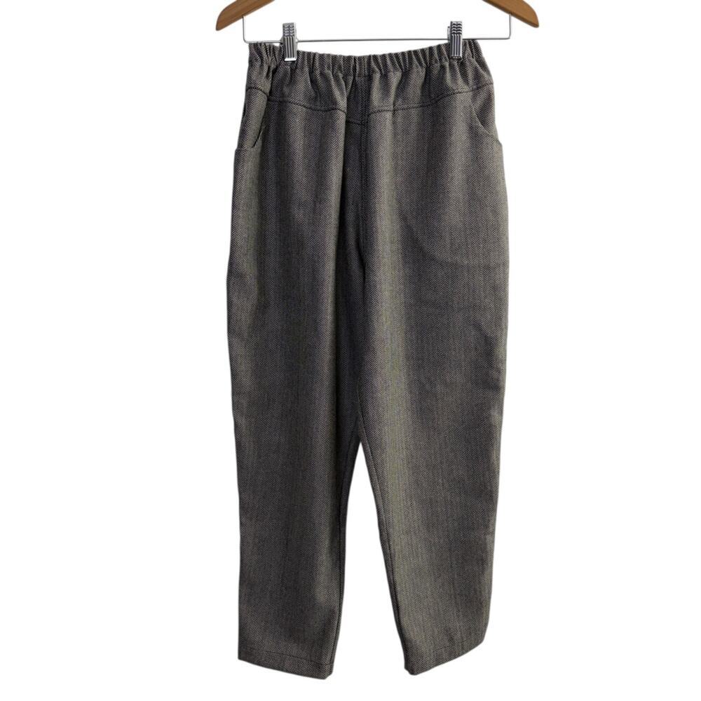Carmen Rion Wool Blend Pants Womens Herringbone Black Ivory Knit Career 24"